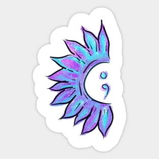 Semicolon Sunflower hand drawn Sticker